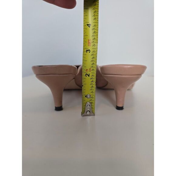 Lulus Nude Kitten Heel Mules Size 7 Slip-On Pointed Toe Minimalist Chic Preppy - Picture 6 of 7